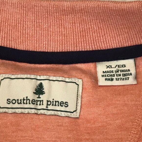 Southern Pines Mens Size XL Polo Shirt Pique Knit Short Sleeve Orange Stripe - Picture 3 of 8